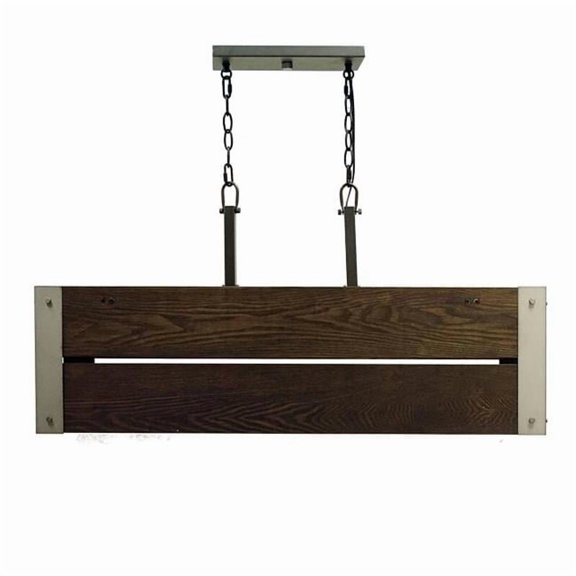 Yosemite Home Decor Corbin 4-Light Metal/Dark Stained Wood Chandelier in Brown
