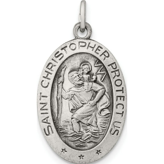 Sterling Silver St. Christopher Medal (25 X 12) Made In United States qc3556
