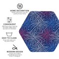 thumbnail image 4 of Fuzoiu Ireworks In The Night Sky Print Leather Coasters Set,Drink Coasters Set of 6,for Tabletop Protection, Durable PVC Coasters,Home Décor and Housewarming Gift,Hexagon, 4 of 7