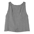 thumbnail image 5 of Plaid Tank Tops for Women Linen Look Round Neck Cropped Sleeveless Shirt Lightweight Boho Casual Beach Vacation Summer Tanks with Ornamental Button Black L, 5 of 9