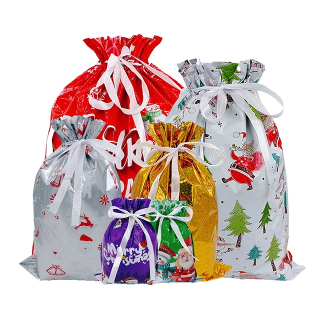 SIfdSeng Get it Fast Christmas Drawstrings Bags 2026 New Christmas Bags Assorted Sizes Christmas Wrapping Bags Multipack Holiday Drawstring Bags Multicolor Xmas Bags