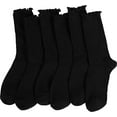 thumbnail image 6 of Youmation 6 Pack  Ruffle Socks Women - Turn-Cuff Frilly Sock - Lightweight Cotton Socks-Black, 6 of 6