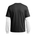 thumbnail image 5 of OIOLOYJM Men's Fake Two Piece T-Shirt Long Sleeve Crew Neck Casual Layered Tee Shirts Fashion Basic Athletic Work Pullover Black XL, 5 of 5