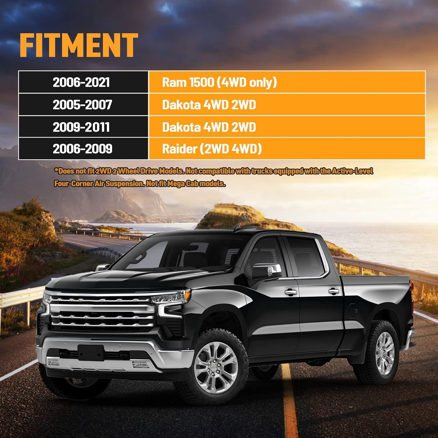 PANGOLIN 2Pcs 2.5" Front Leveling Lift Kit Fit for 2006-2021 Dodge Ram 1500, 2005-2011 Dodge Dakota, 2006-2009 Raider Suspension Leveling Kit Automotive Professional Replacement Parts