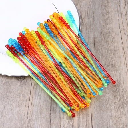 Sparsain 50Pcs Colorful Reusable Translucent Acrylic Drink Stir Sticks for Coffee Juice Wine (Random Color)