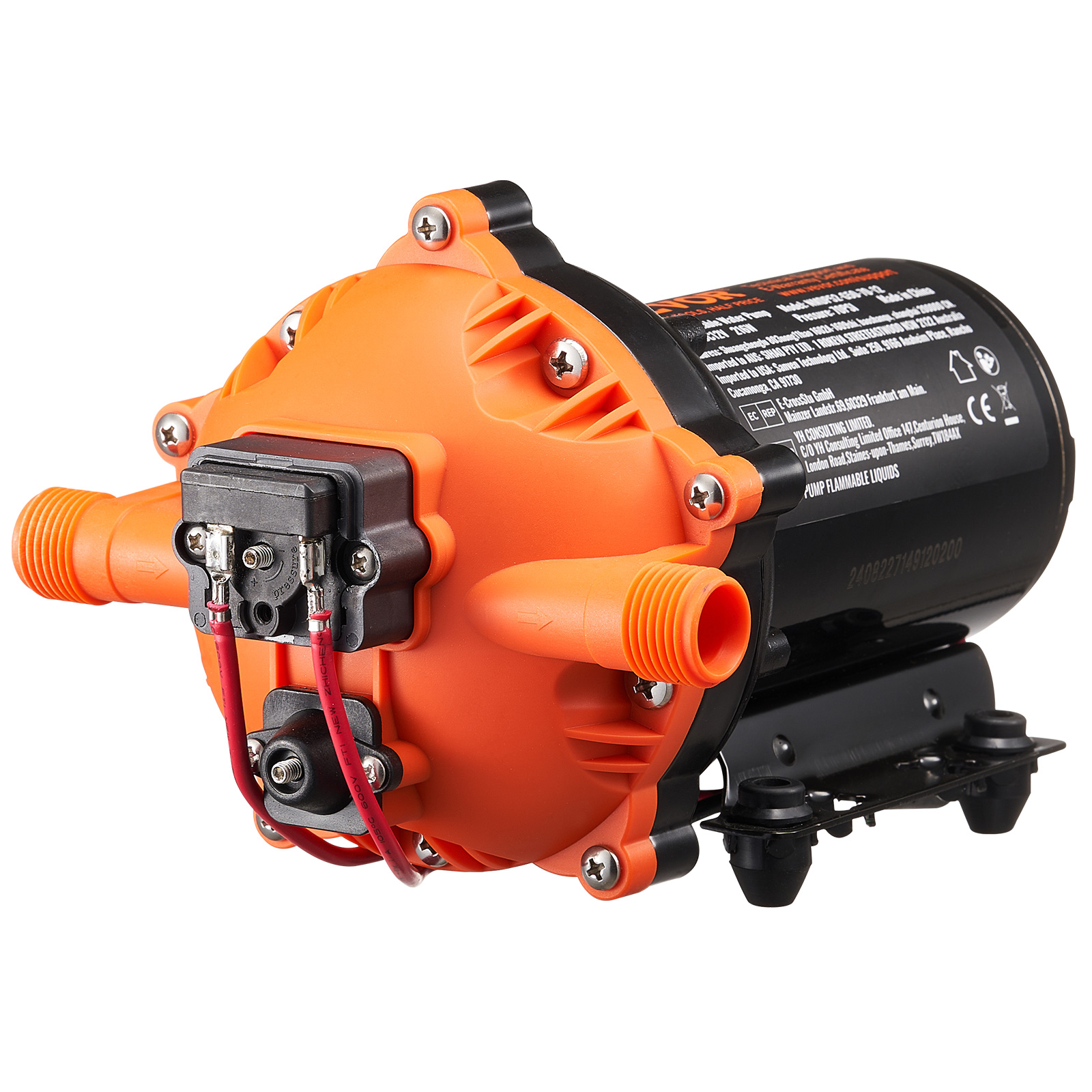 VEVOR 12V Diaphragm Pump, 5 GPM (18.93 L/min), 5-Chamber 12V DC Water Pump with Automatic Pressure Switch 40-100 PSI Adjustable, 1/2'' MNPT Port,for Agricultural Irrigation Construction Site Drainage