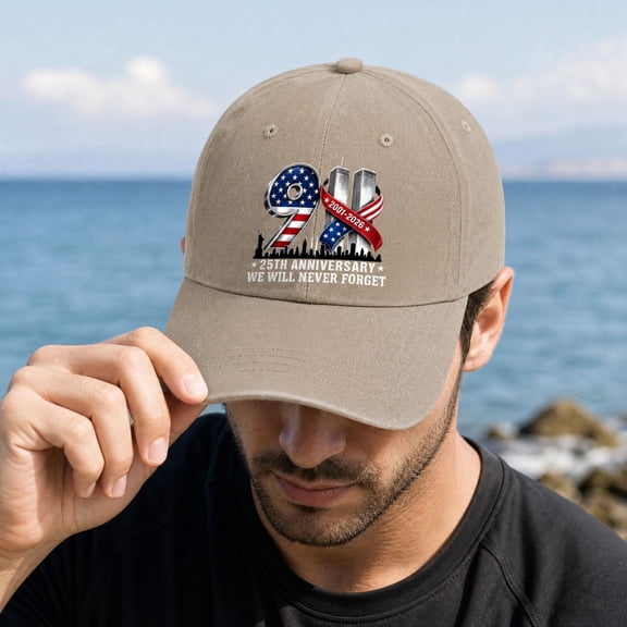 9/11 Memorial Baseball Cap 25th Anniversary We Will Never Forget Hat 2001-2026 Patriotic American Flag Washed Cotton Dad Caps for Men Women