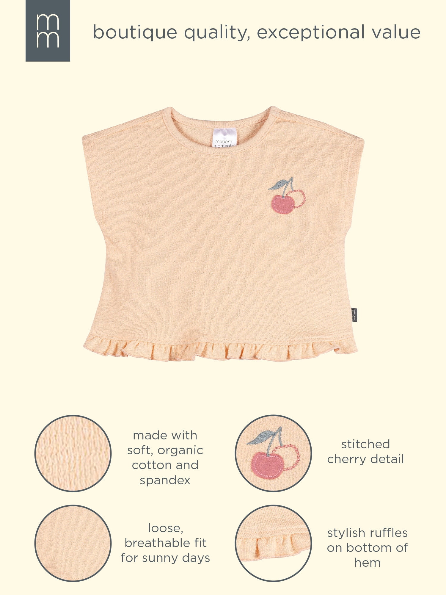 Modern Moments by Gerber Baby Girl Sleeveless Organic Box Top, Sizes 0/3 Months - 24 Months