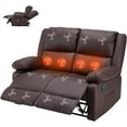 thumbnail image 4 of AECOJOY Reclining Loveseat with Heat&Massage Function, Double Recliner Recliner Loveseat Wall Hugger Loveseat 2-Seater Manual Control Faux Leather RV Couch, Home Theater Seating, Brown, 4 of 8