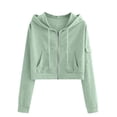 thumbnail image 6 of CAIXIA Women Cropped Cargo Pocket Full Zip Hoodie Long Sleeve Drawstring Zip Up Crop Hooded Jacket Casual Sweatshirts, 6 of 7