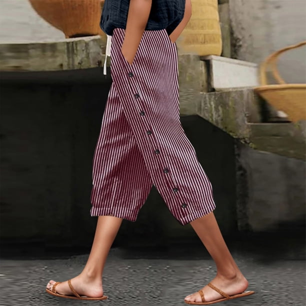 WILLBEST Pantalones Casuales para Mujer - Leggings Capri Ligeros de Color Sólido para Mayor Comodidad En Verano - Diseño Transpirable de Largo 7/8 para Uso Diario Grande