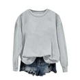 thumbnail image 4 of Women's Crewneck Sweatshirts Solid Color Loose Fitting Blouses Pullover Long Sleeve Shirts Hoodless Sweatshirt Plus Size Sweater Fall Outfits Top, 4 of 5