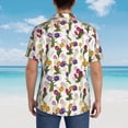 thumbnail image 4 of Gukieu Tulips Flowers Print Men's Short-sleeved Shirts, Button-down Lapel Hawaiian Shirts, T-shirts, Beach Vacation Summer Casual Wear,3X-Large, 4 of 7