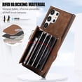 thumbnail image 4 of Phone Case for Samsung Galaxy S24 Ultra 5G Wallet Cover and Tempered Glass Screen Protector with Wrist Crossbody Strap Lanyard Credit Card Holder Stand S24Ultra 24S S 24 24Ultra Women Men Brown, 4 of 7