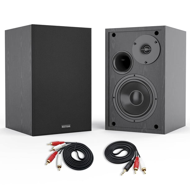 BESTISAN Altavoces de Estantería Modernos con Bluetooth 5.0, 2.0 Canales, 4 Pulgadas, Negro