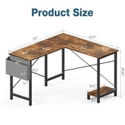 EDX L Shaped Desk Computer Desk Corner Desk, Gaming Table 50 inch PC Writing Study Desk for Home Office Dorm for Small Space, Rust