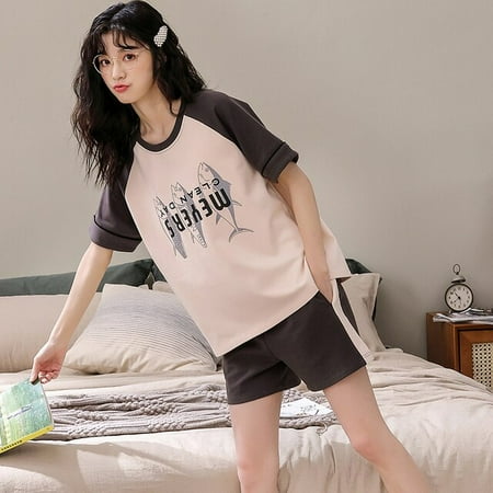 

QWZNDZGR Summer New Women s Pajama Set lattice Casual Nightwear Sets Women s suit Lovely Sleepwear M-2XL Women s home clothes Fashion