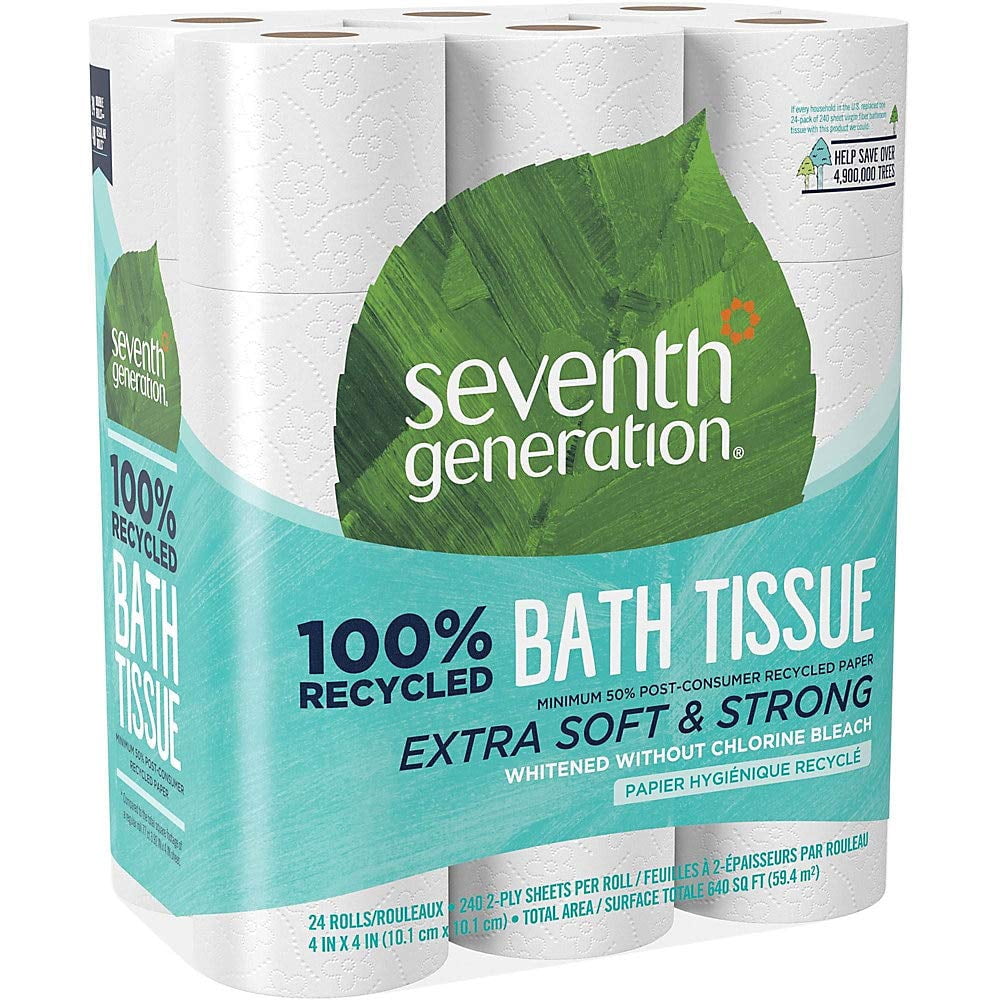 Seventh Generation 100 Recycled Bathroom Tissue Septic Safe 2-Ply White 240 Sheets Roll 24 /pack (SEV13738)