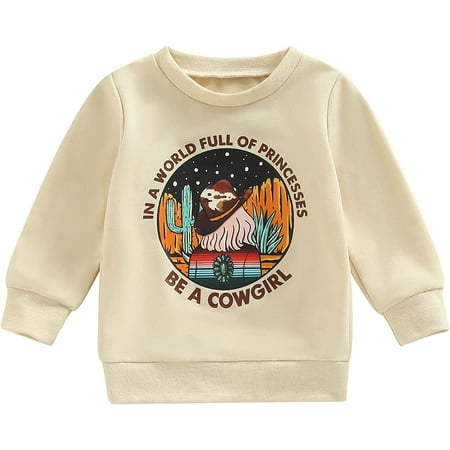 

PIKADINGNIS Western Baby Boy Girl Clothes Cow Print Long Sleeve Sweatshirt Pullover Toddler Oversized Crewneck Sweater Tops