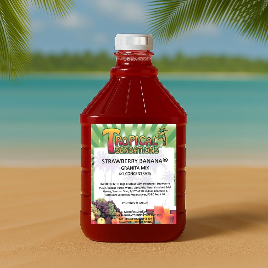 Tropical Sensations Strawberry Granita Slushie Mix – 64 oz Bottle – Non-Alcoholic Frozen Drink Mix for Slush Machines