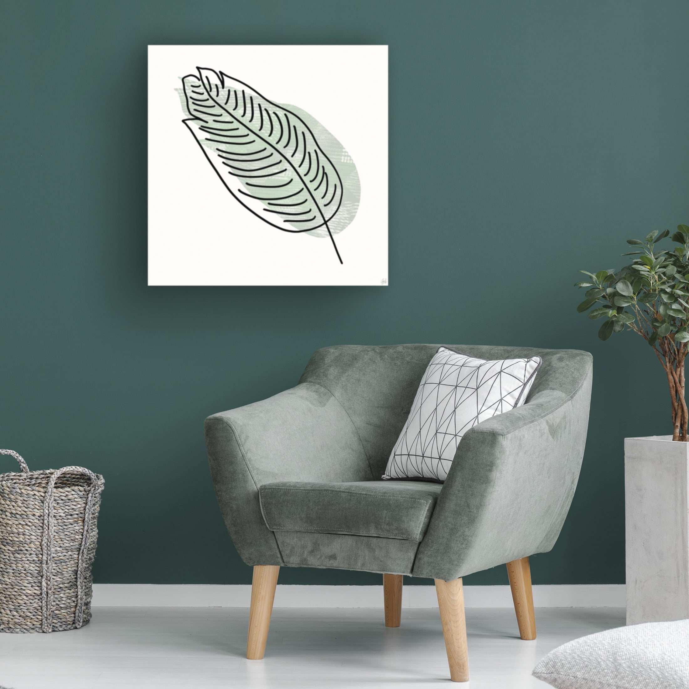 Canvas Wall Art - Line and Brush 'Leaf N Stamp 2' Wall Art for Living Room, Bedroom, or Office Décor by Trademark Fine Art - 14 x 14 Inches
