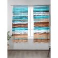 thumbnail image 2 of Sheer Curtains 63 inches Long, Vintage Wooden Board Abstract Blue Turquoise Wood Grain Light Filtering Sheer Window Curtains Rod Pocket Voile Drapes for Bedroom Living Room, 52"W x 63"L 2 Panels, 2 of 7