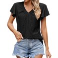 thumbnail image 2 of Workout Tops for Women Womens T-shirt Solid Short Sleeve Blouses V Neck Pleated Soft Tunic Tops, 2 of 4