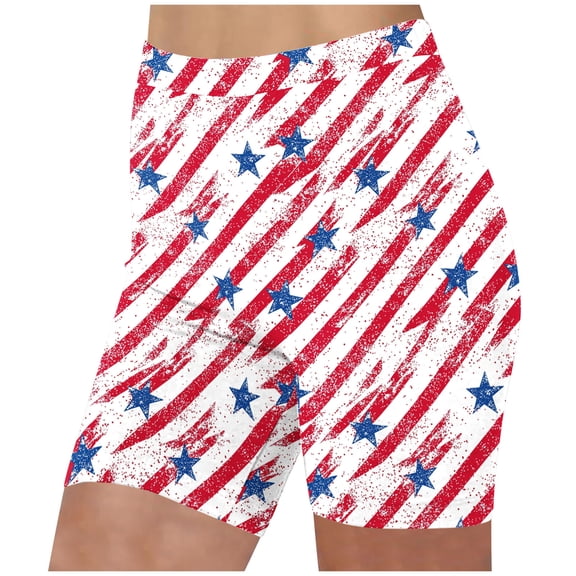 successthop Independence Day Shorts Womens Pull On Shorts Ladies Print Baggy Breathable Beach Vacation Clothes Red 3XL