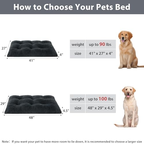 Dog Beds for Large Dogs, Plush Dog Crate Bed Fluffy Cozy Kennel Pad for Sleeping &Ease Anxiety, Washable Pet Mats with Anti-Slip Bottom for Large Dogs, Navy Navy,XL(41x27 inch)