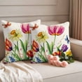 thumbnail image 2 of Tulips Dragonfly Pillow Covers 2 Pack Spring Floral Pillowcase Waterproof Outdoor Throw Pillow Cover for Patio Garden Square Cushion 26”x26”, 2 of 9