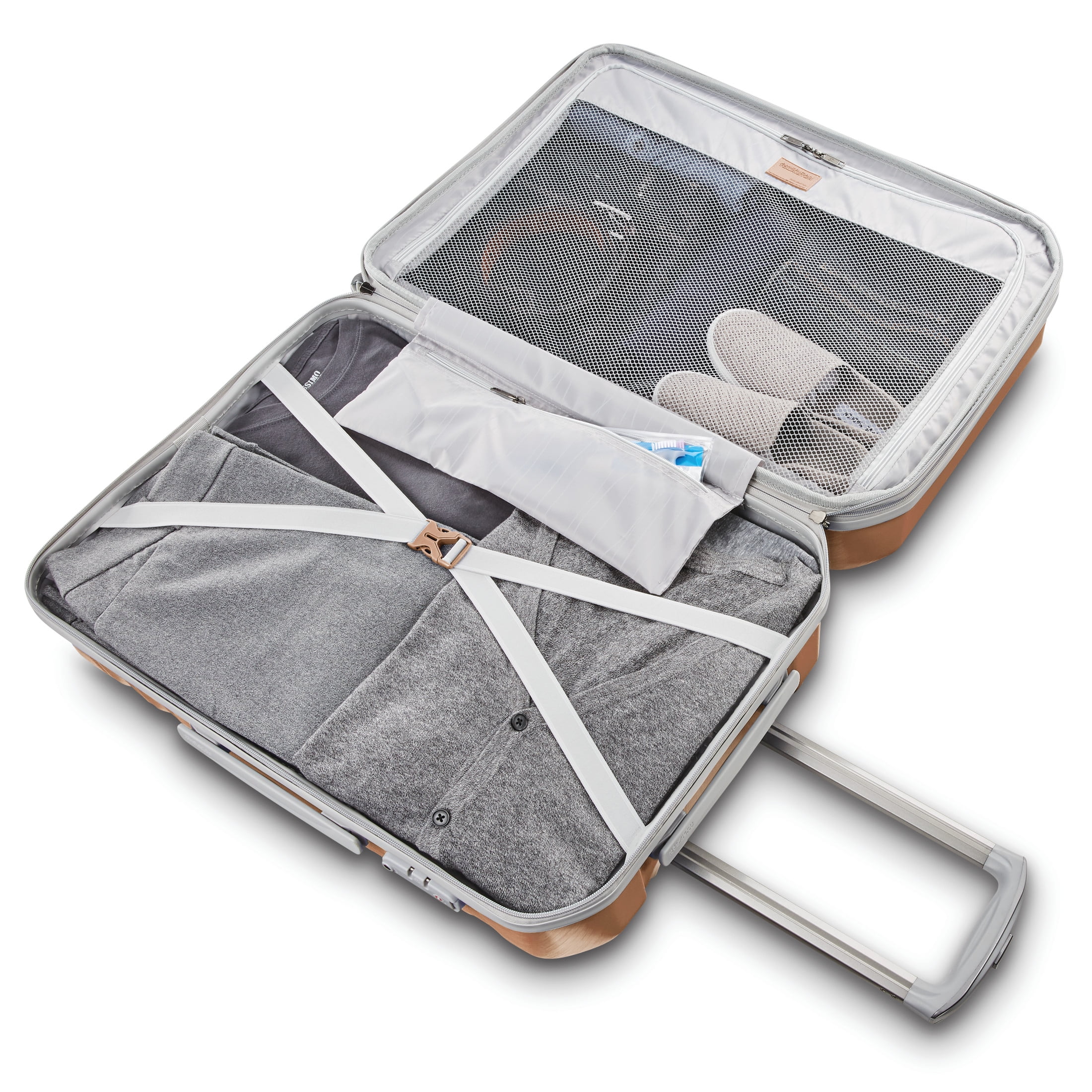 American Tourister Pirouette NXT Hardside Large Checked Luggage with Spinner Wheels - Peach