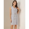 thumbnail image 2 of DARING DIVA Sleeveless Notched Lapel Double Breasted Blazer Dresses M Light Gray, 2 of 6