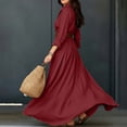 thumbnail image 4 of Aimik Women's Long Sleeve Button Down Maxi Shirt Dress Belted V-Neck Loose Fit Casual Flowy Maxi Dress, 4 of 6