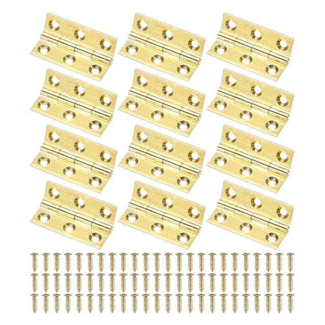 Uxcell Paquete de 12 Bisagras de Puerta Pequeñas, 1.45in (37mm) Bisagras Mini de Latón Plegables con Tornillo para Caja de Joyas