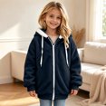 thumbnail image 5 of Mitankcoo Sherpa Hooded Jacket for Girls Warm Fleece Zip Up Long Sleeve Hoodie Fall Winter Coat Outerwear, 5 of 6