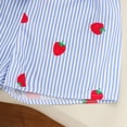 thumbnail image 6 of Faraee Toddler Girl Clothes Baby Strawberry Print 2 Piece Stripe Summer Outfits Ruffle Hem Vest Shirt Tank Tops Shorts Set (18-24M,Blue), 6 of 7