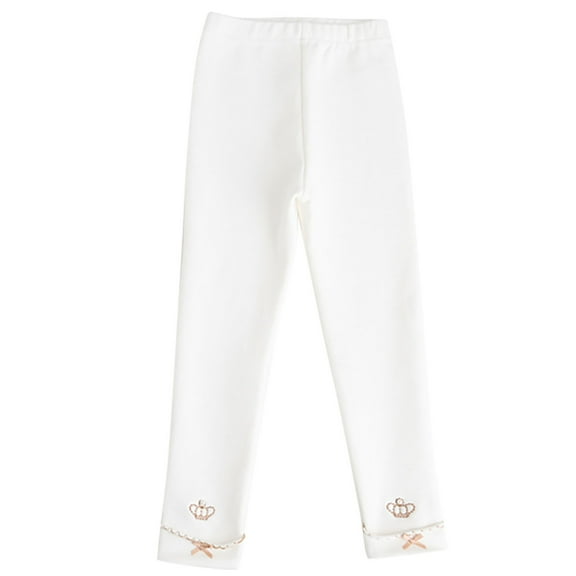 Annhoo Girls Leggings Cute Bowknot Front Elastic Waisted Tight Pants Comfy Warm Solid Bottoms for Children's