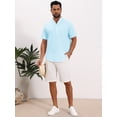 thumbnail image 5 of DARING DIVA Men's Solid Color Stand Collar Short Sleeve Henley Shirts 2XL Light Blue, 5 of 7