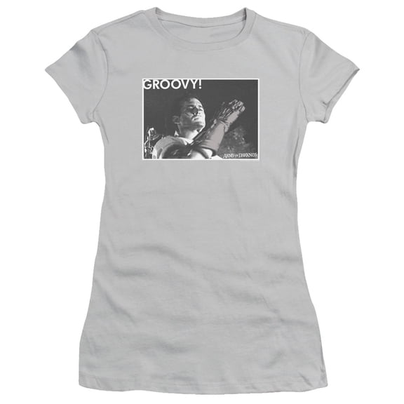 Army Of Darkness Groovy Junior Women's T-Shirt Sheer Silver