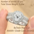 thumbnail image 3 of Newshe Jewellery 3 Ct Bridal Rings for Women Halo Pear Cut 925 Sterling Silver Rings AAAAA Cz with Elegant Gift Box Size 6, 3 of 7