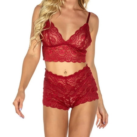 

Cntydi Bras for Women Sexy Underwear Women Lace Flowers Perspective Brassiere Shorts Pajamas Outfit Gifts for Women