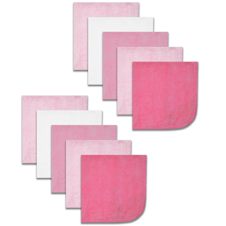 Baby Washcloth Set - Pink/ White, Size Wash (Set of 3), 9 in. x 9 in., Cotton | The Company Store