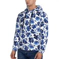 thumbnail image 3 of Wukai Blue Ink Flowers Print Men Hoodies Fleece Sweatshirts Long Sleeve Sweaters Pullover Fall Outfits Winter Clothes-4X-Large, 3 of 7