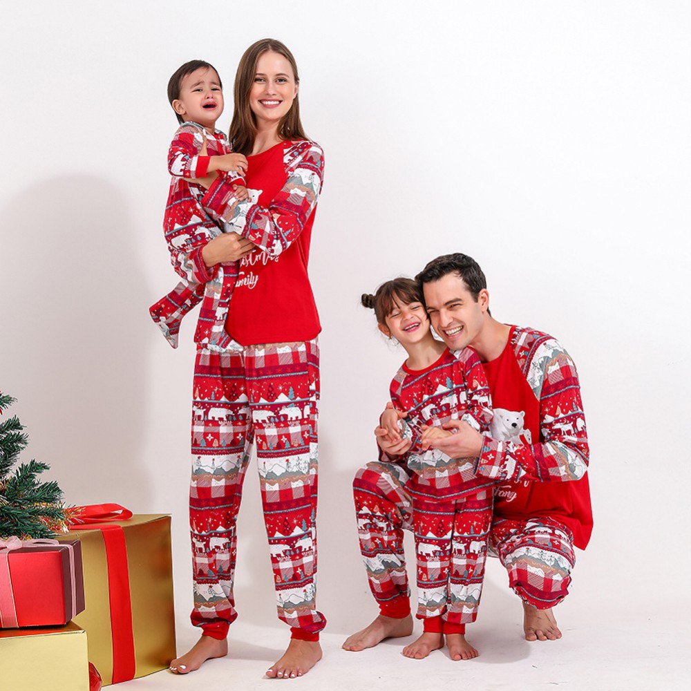 Christmas Family Matching Pajamas Sets Parent-child Christmas home clothes  two-piece suit