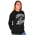 thumbnail image 3 of Coffee & Jesus Christ Religious Faith Women's Long Sleeve T Shirt Brisco Brands S, 3 of 6