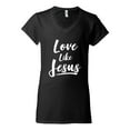 thumbnail image 2 of Wild Bobby Love Like Jesus Inspirational/Christian Women Standard V-Neck Tee, Black, Small, 2 of 5