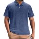 thumbnail image 2 of Blusa y camisa de manga corta con cuello vuelto para hombre, blusa informal de verano a la moda de color liso con cuello vuelto, blusa para hombre, 2 of 5
