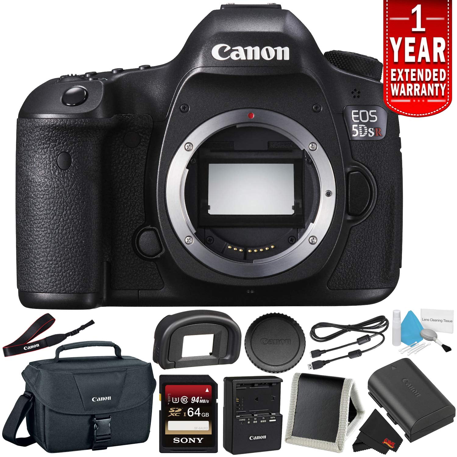 Canon EOS 5DS R Digital SLR Camera 0582C002 (Body Only) - Camera Bundle with 32GB Memory Card + More (Intl Model)(International Model)