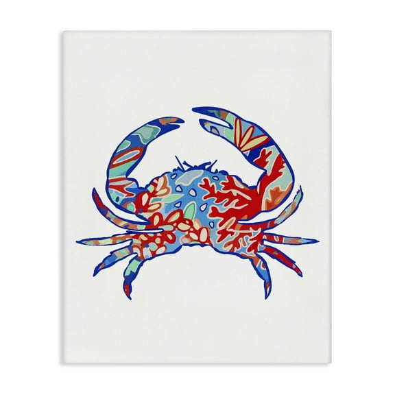 Stupell Industries Coral Patterned Crab Animals & Insects Painting Gallery Wrapped Canvas Art Print Wall Art, 16 x 20