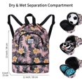 thumbnail image 2 of HAWEE Dry Wet Drawstring Backpack with Shoe Compartment for Women Waterproof Yoga String Bag Outdoor Sports Rucksack for Gym/ Beach/ Swim Pool, Yellow Flower, 2 of 7